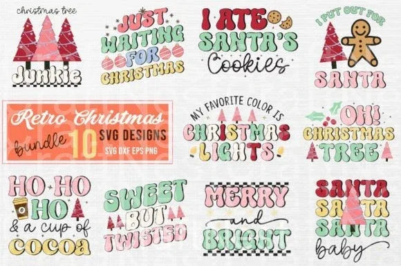 Retro Christmas Bundle7 Bundle - CraftNest - Digital Crafting and Art