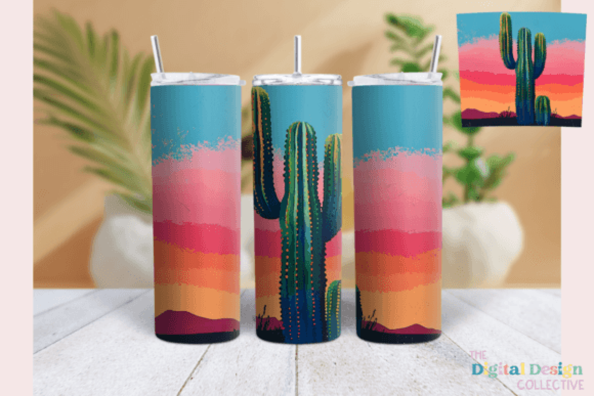 Retro Desert Cactus Western Tumbler Wrap Bundle - CraftNest - Digital Crafting and Art