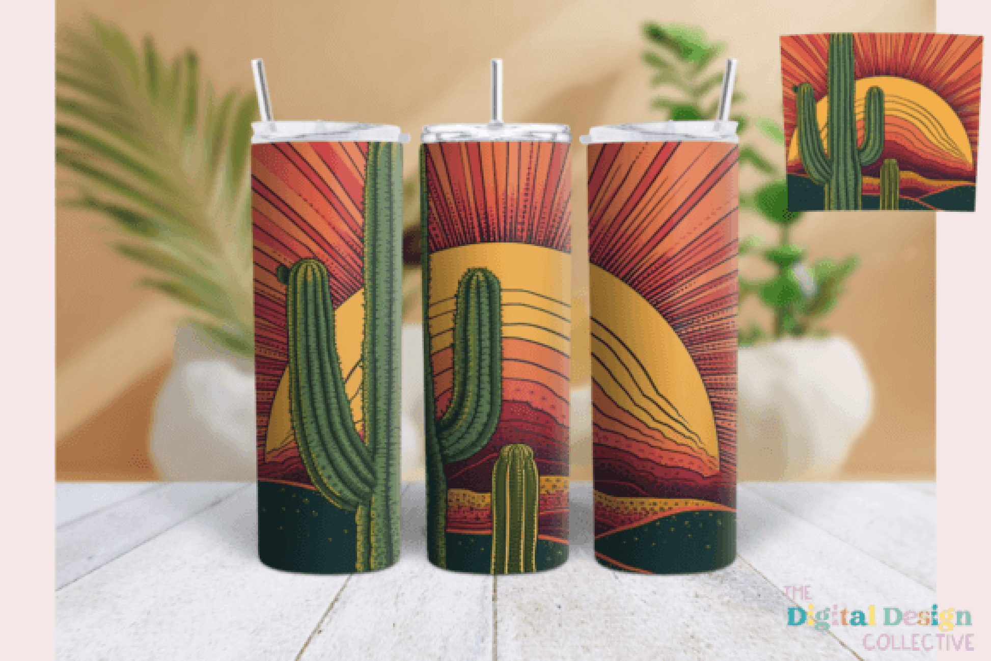 Retro Desert Cactus Western Tumbler Wrap Bundle - CraftNest - Digital Crafting and Art