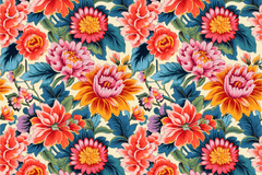Retro Floral Seamless Digital Paper - CraftNest - Digital Crafting and Art
