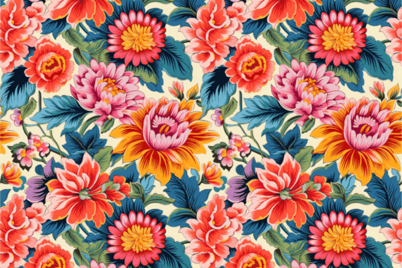 Retro Floral Seamless Digital Paper - CraftNest - Digital Crafting and Art