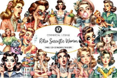 Retro Sarcastic Women Clipart Bundle - CraftNest - Digital Crafting and Art