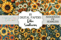 Retro Sunflower Seamless Digital Paper - CraftNest - Digital Crafting and Art