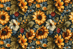 Retro Sunflower Seamless Digital Paper - CraftNest - Digital Crafting and Art