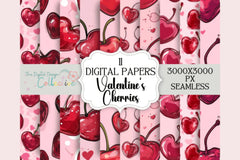 Vintage Valentine Cherries Seamless Digital Paper - CraftNest - Digital Crafting and Art
