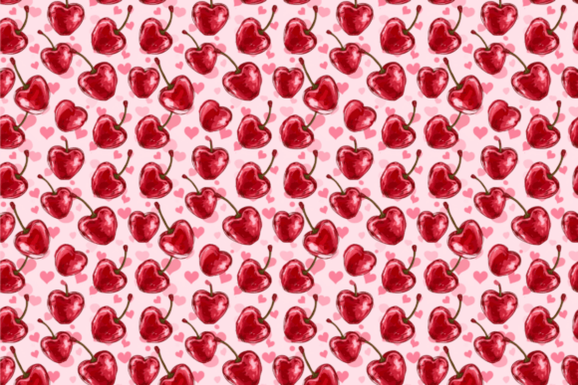 Vintage Valentine Cherries Seamless Digital Paper - CraftNest - Digital Crafting and Art