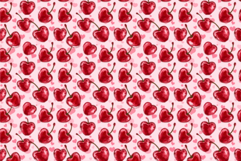 Vintage Valentine Cherries Seamless Digital Paper - CraftNest - Digital Crafting and Art
