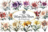 Retro Vintage Lilies Flower Clipart Bundle