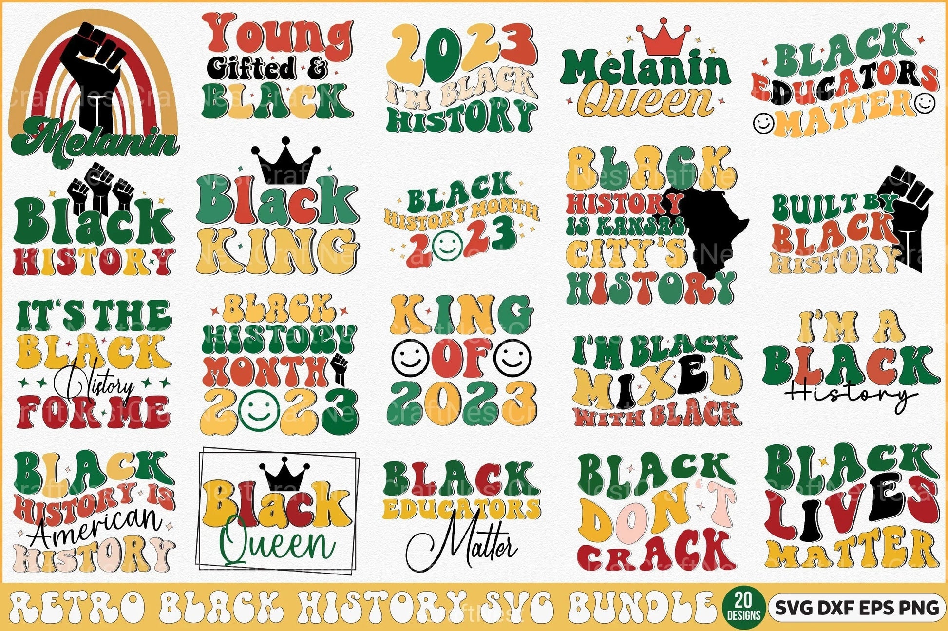 Retro Black History Design Bundle - CraftNest - Digital Crafting and Art