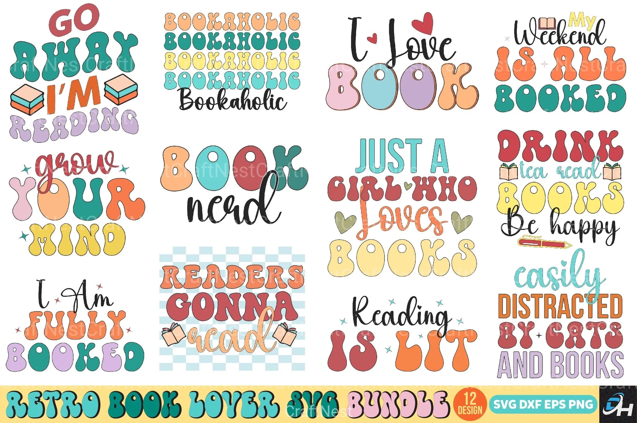 Retro Book Lover Bundle - CraftNest - Digital Crafting and Art