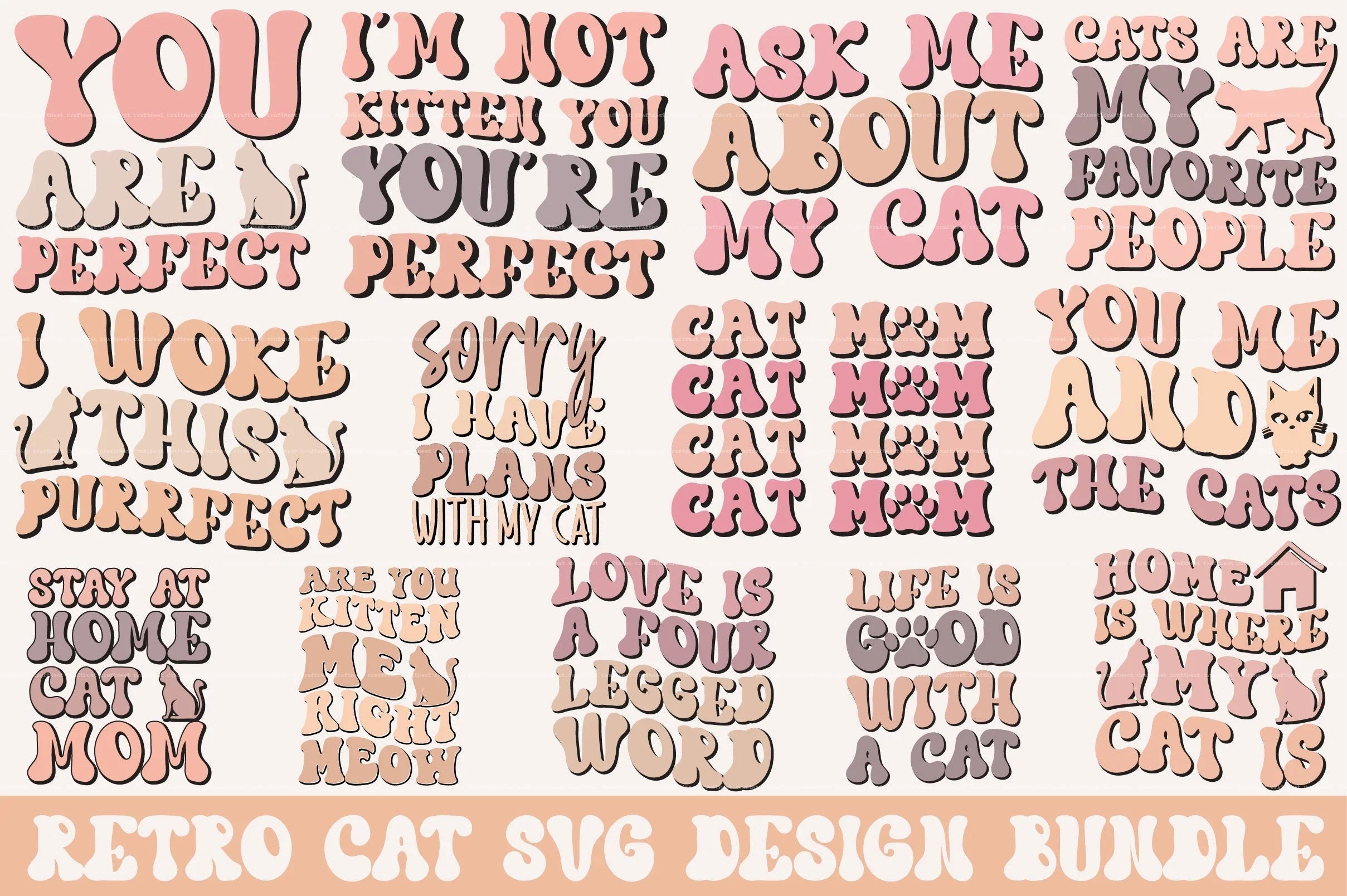Retro Cat Design SVG Bundle