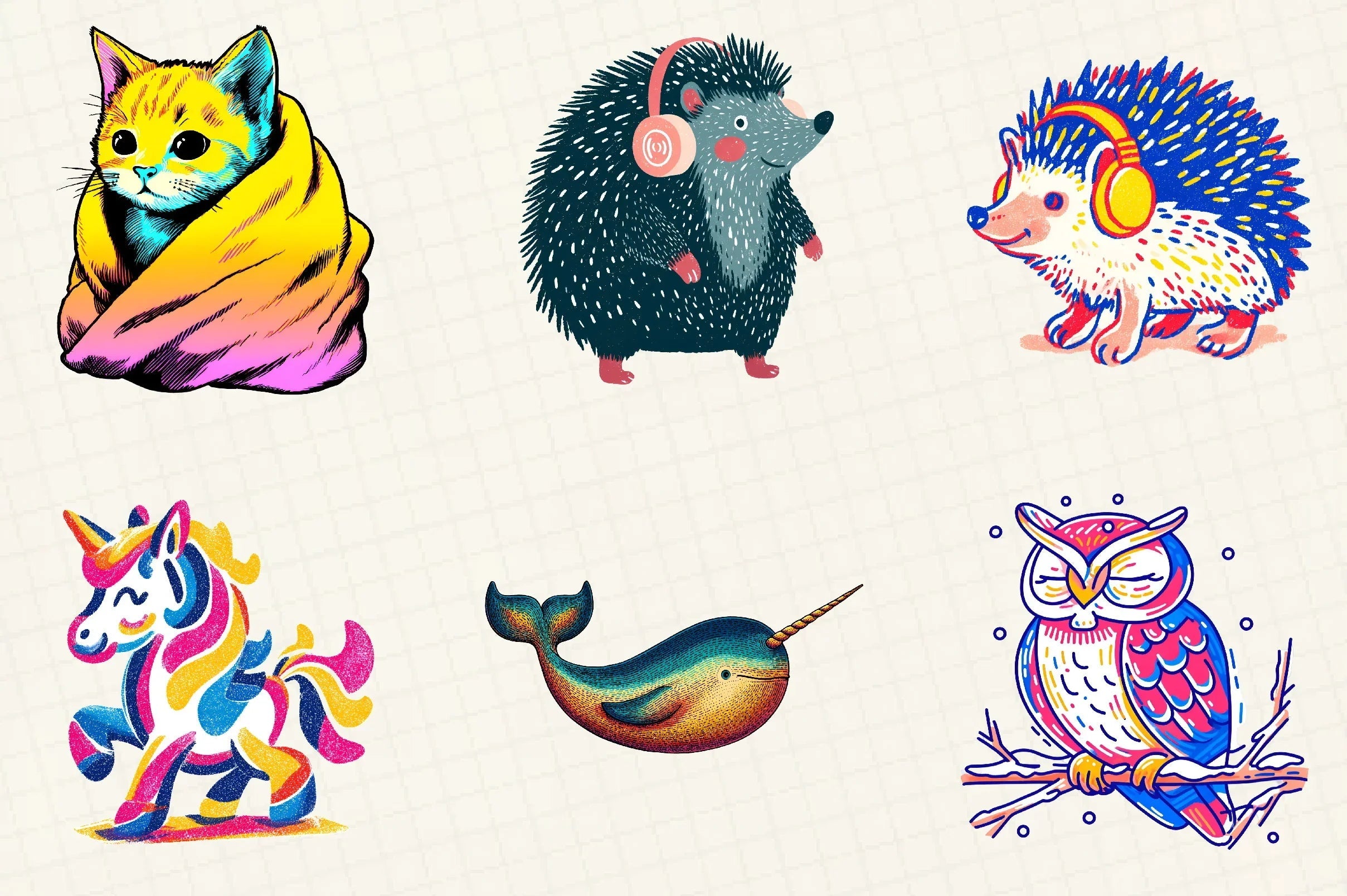 Retro Christmas Animal Clipart Bundle - CraftNest - Digital Crafting and Art