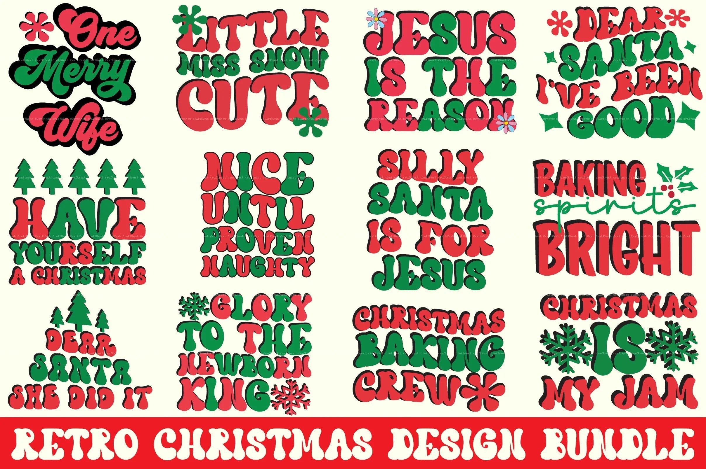 Retro Christmas Design SVG Bundle