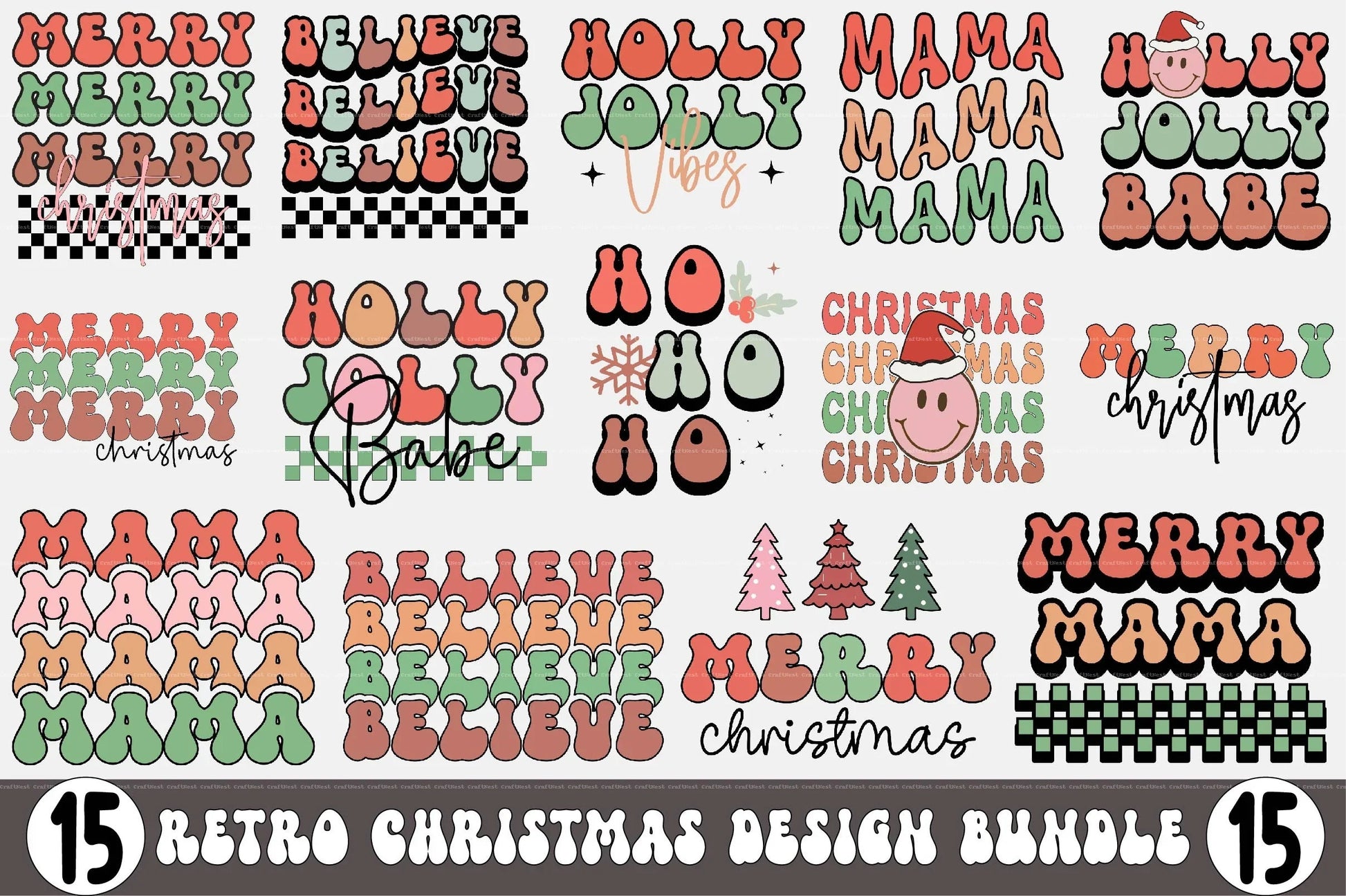 Retro Christmas Design SVG Bundle 2 - CraftNest - Digital Crafting and Art
