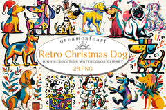 Retro Christmas Dog Clipart Bundle - CraftNest - Digital Crafting and Art