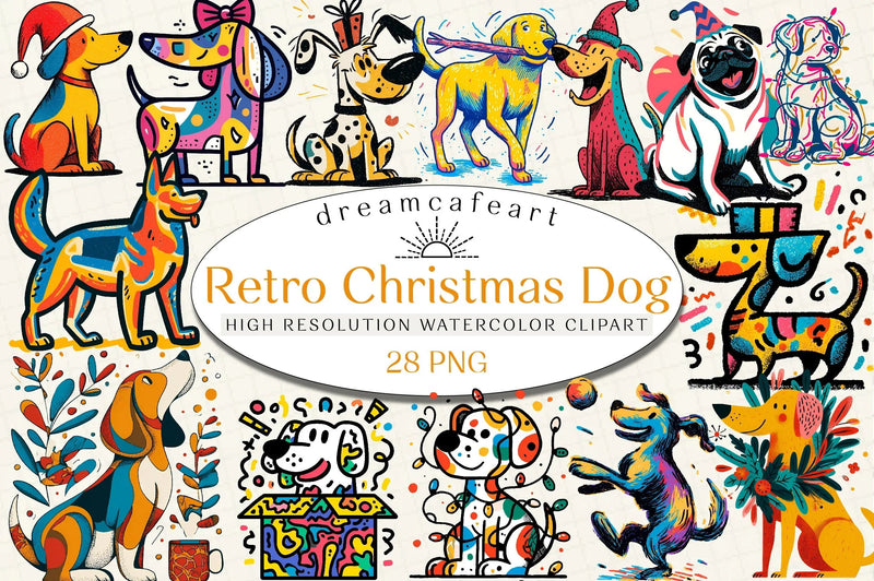 Retro Christmas Dog Clipart Bundle - CraftNest - Digital Crafting and Art