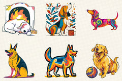 Retro Christmas Dog Clipart Bundle - CraftNest - Digital Crafting and Art
