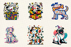 Retro Christmas Dog Clipart Bundle - CraftNest - Digital Crafting and Art