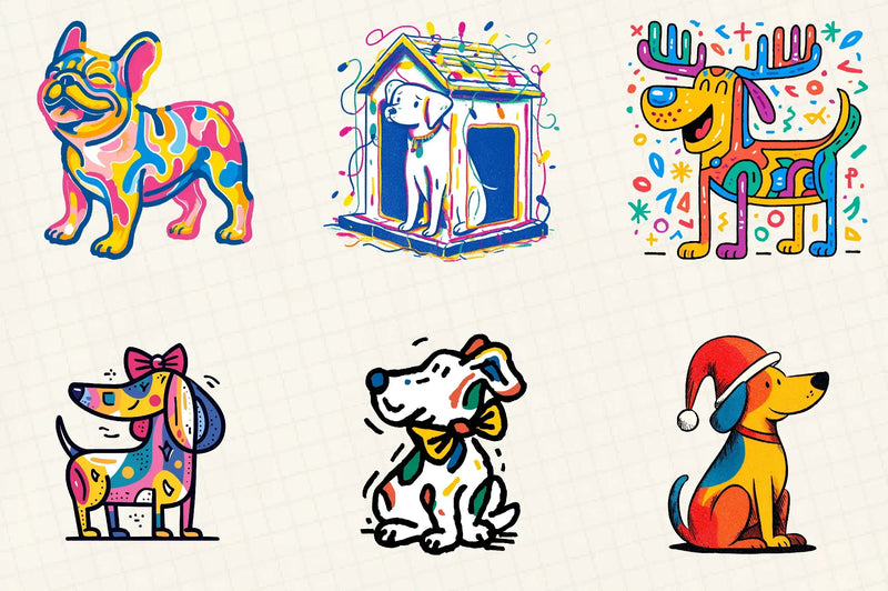 Retro Christmas Dog Clipart Bundle - CraftNest - Digital Crafting and Art
