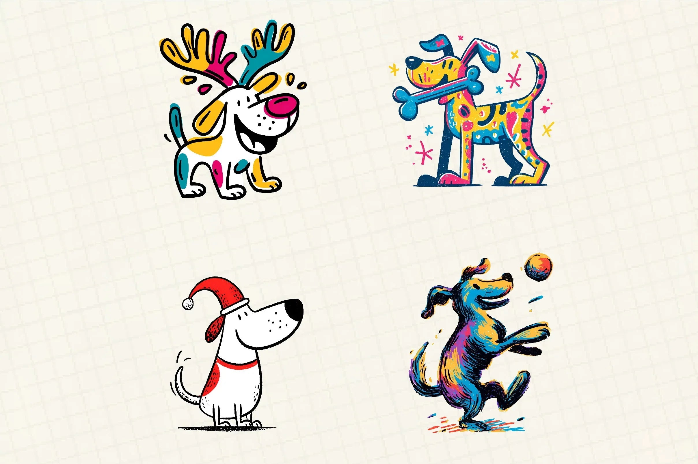 Retro Christmas Dog Clipart Bundle - CraftNest - Digital Crafting and Art