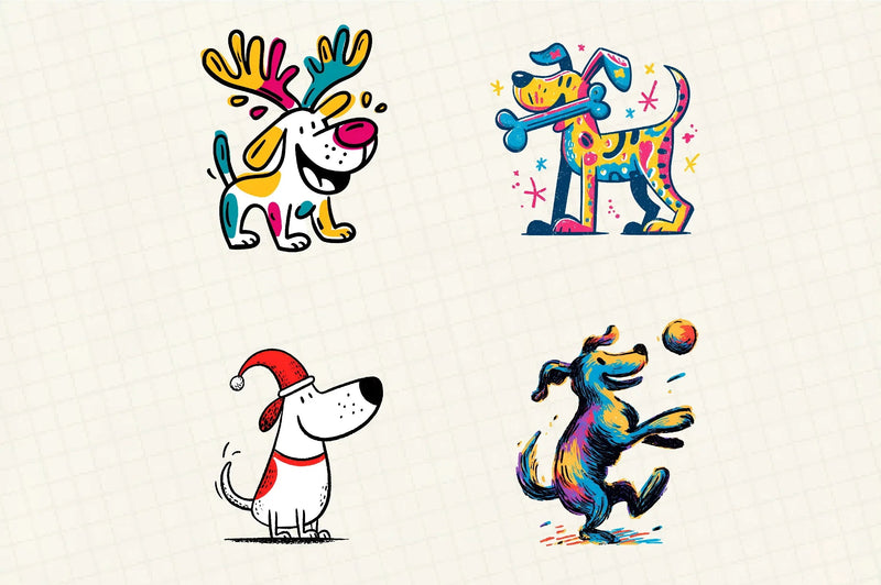 Retro Christmas Dog Clipart Bundle - CraftNest - Digital Crafting and Art