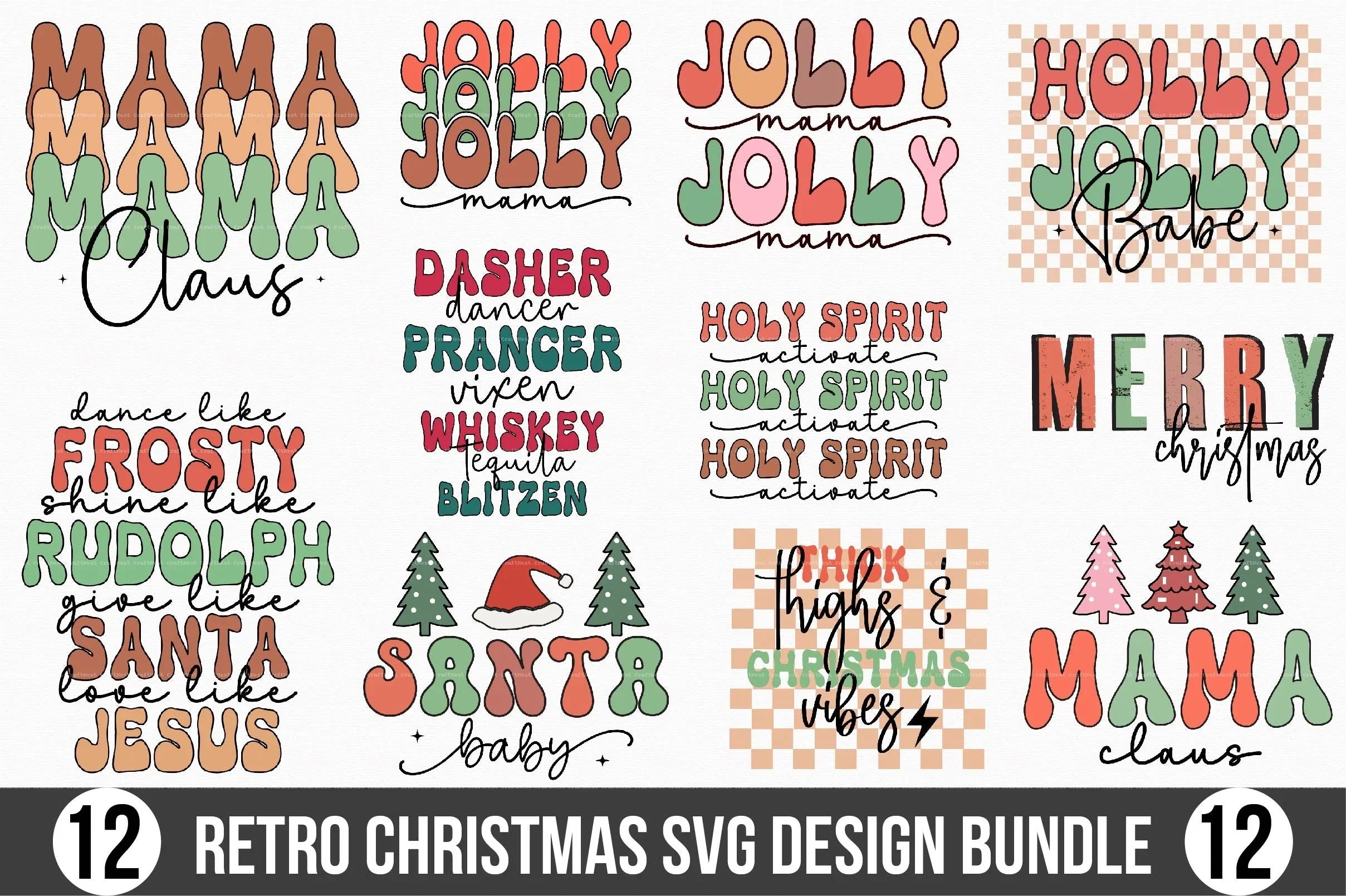 Retro Christmas Design SVG Bundle