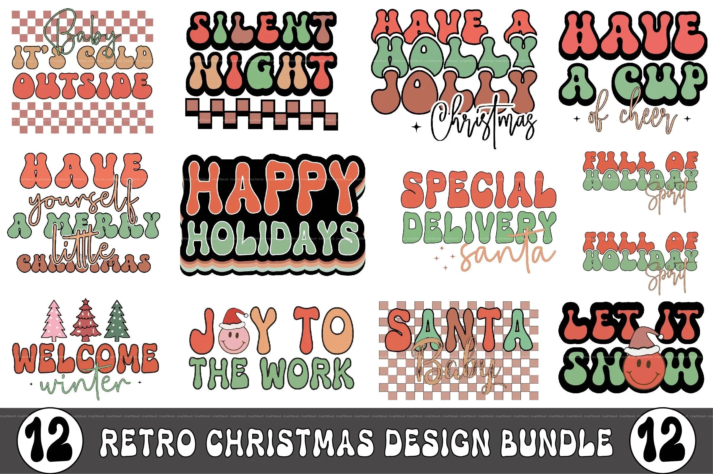 Retro Christmas Design SVG Bundle