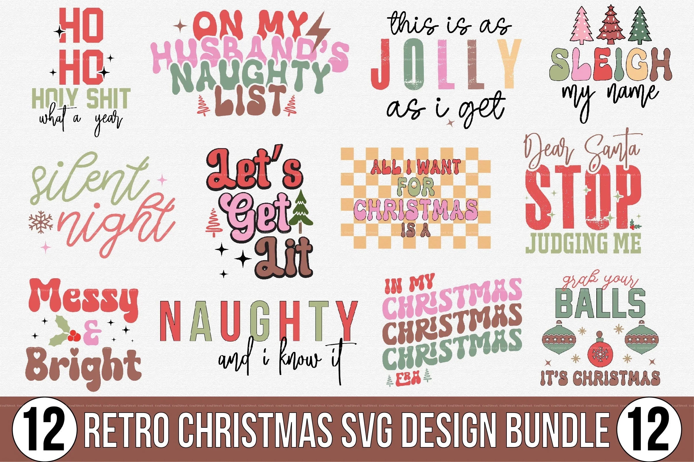 Retro Christmas Design SVG Bundle