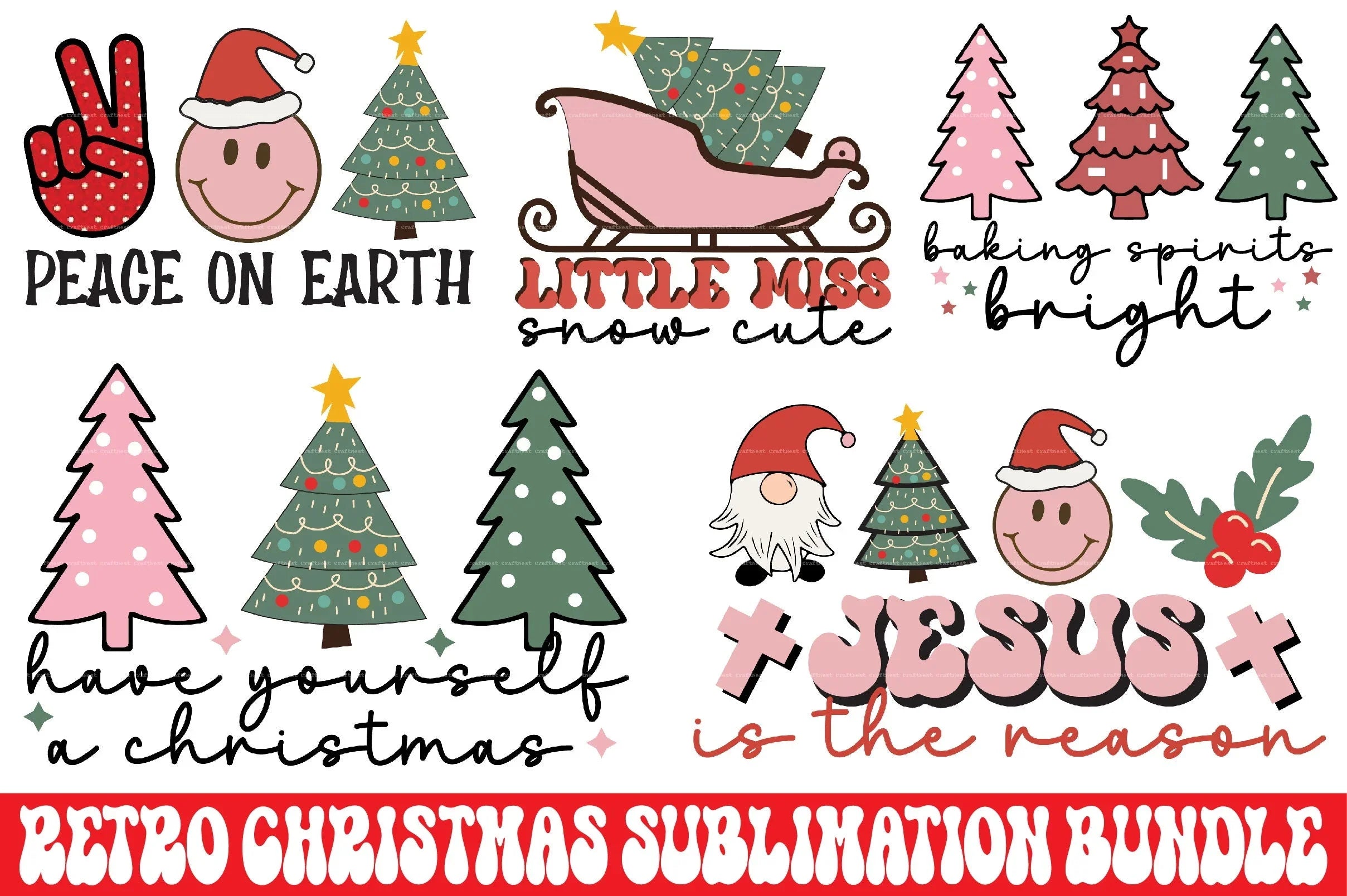 Retro Christmas Clipart Bundle