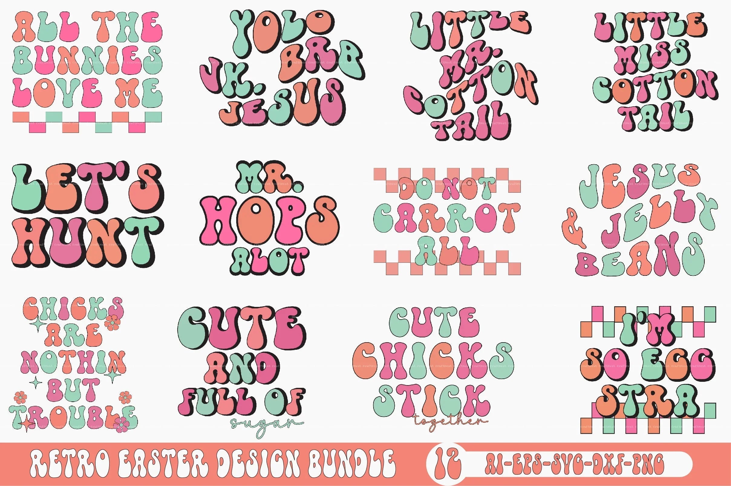 Retro Easter Design SVG Bundle