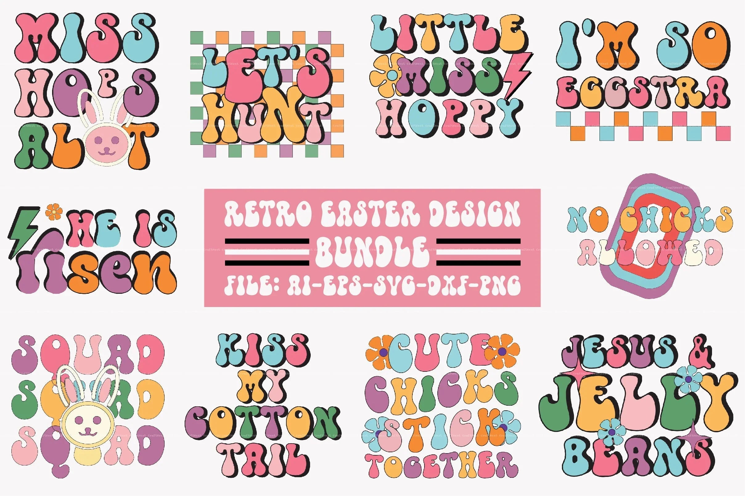 Retro Easter Design SVG Bundle
