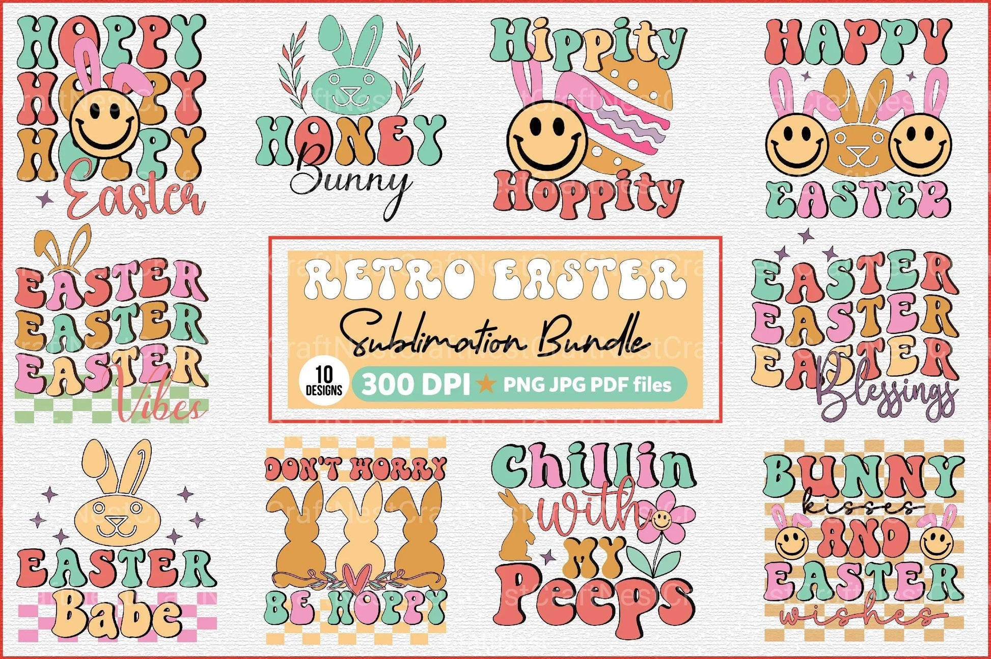 Retro Easter Clipart Bundle 9 - CraftNest - Digital Crafting and Art