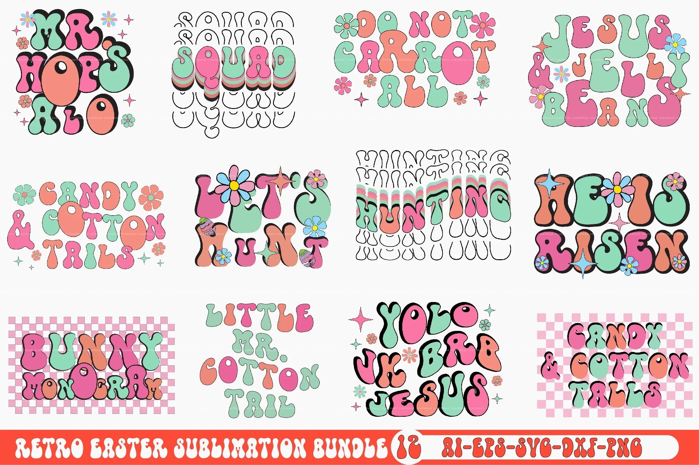 Retro Easter SVG Bundle