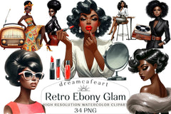 Retro Ebony Glam Clipart Bundle - CraftNest - Digital Crafting and Art