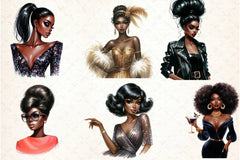 Retro Ebony Glam Clipart Bundle - CraftNest - Digital Crafting and Art