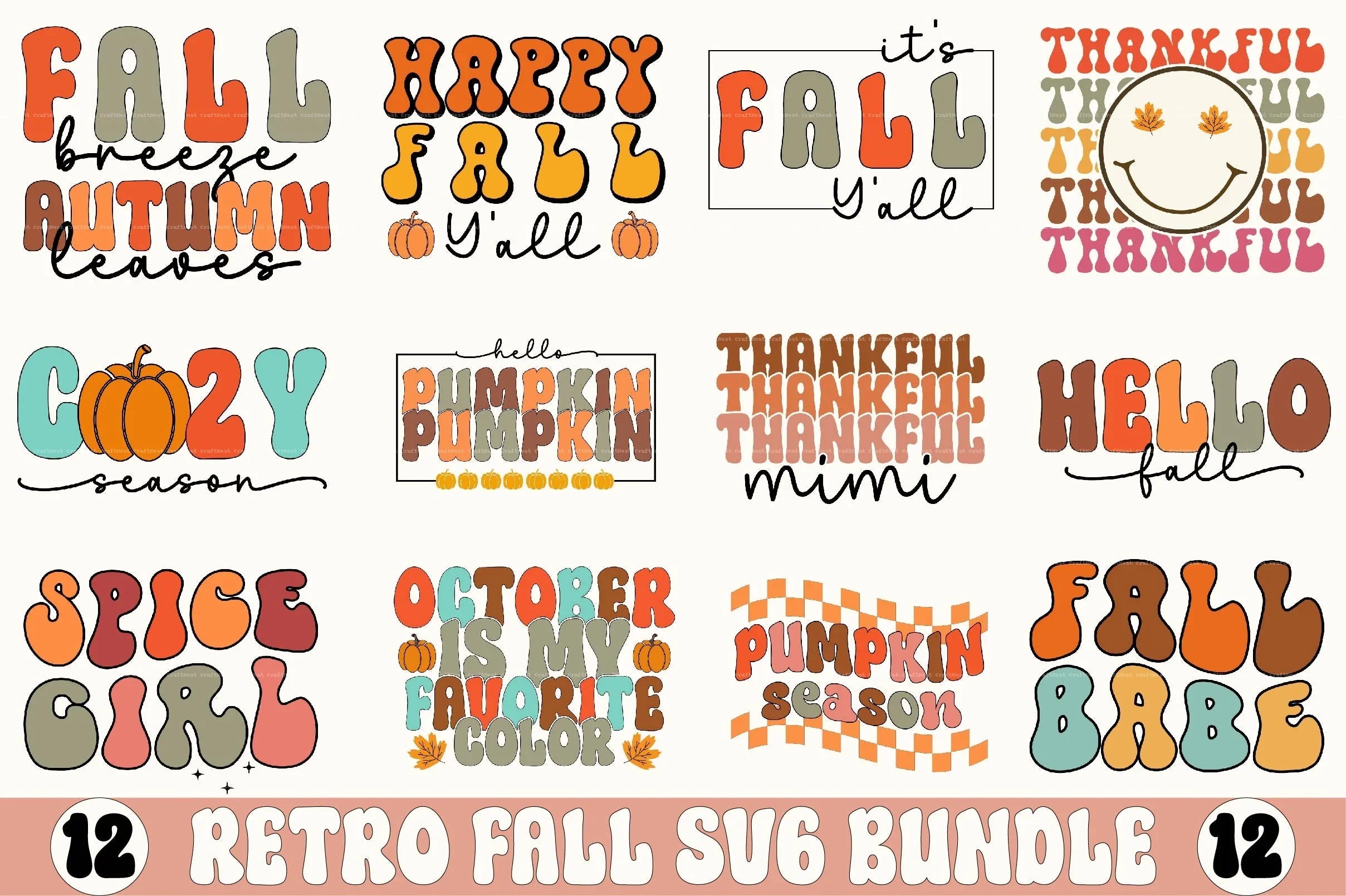 Retro Fall SVG Bundle