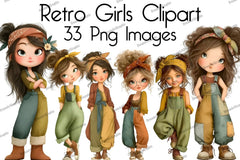 Retro Girls Clipart Bundle - CraftNest - Digital Crafting and Art