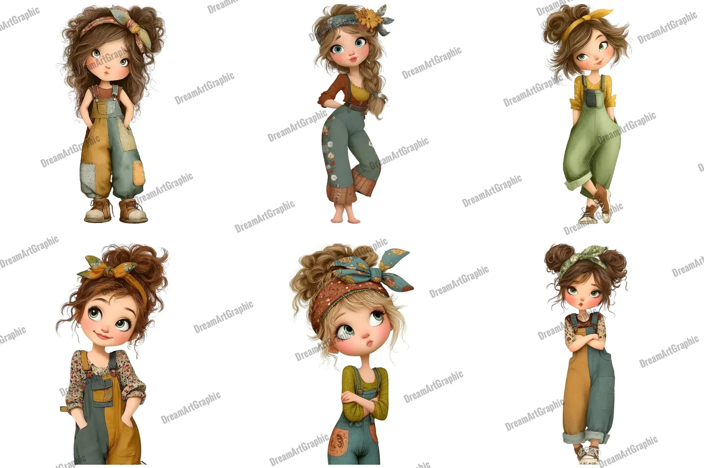 Retro Girls Clipart Bundle - CraftNest - Digital Crafting and Art