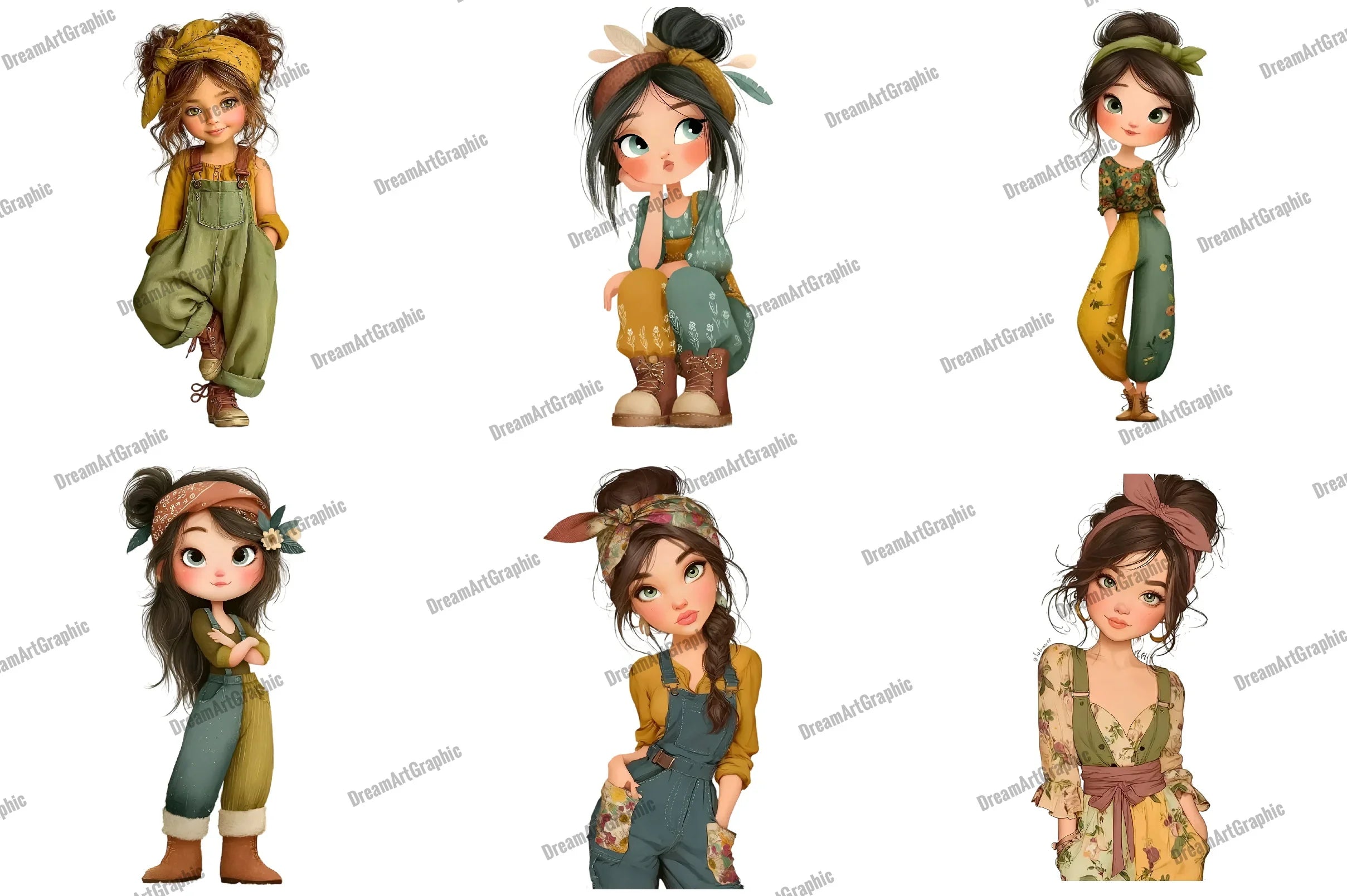 Retro Girls Clipart Bundle - CraftNest - Digital Crafting and Art