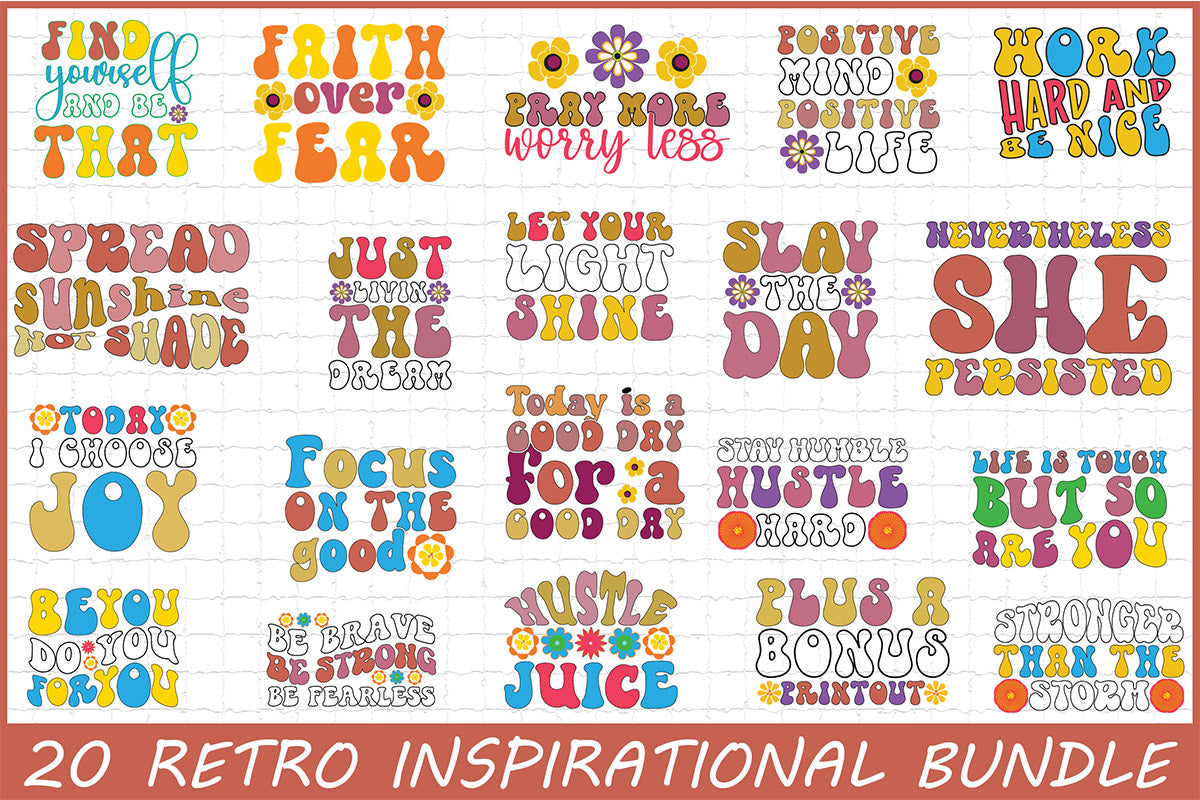 Retro Inspirational Inspirational Quotes SVG Bundle