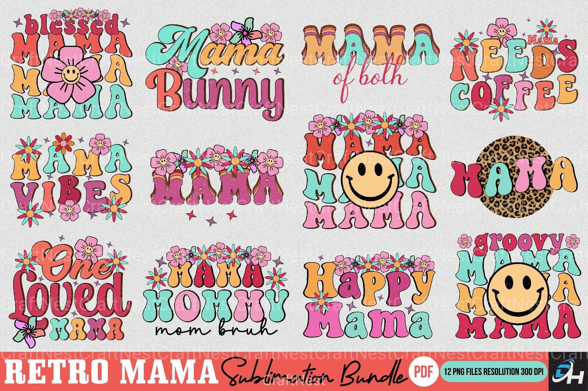 Retro Mama Clipart Bundle 4 - CraftNest - Digital Crafting and Art