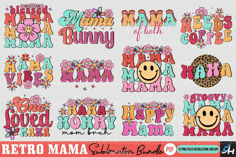 Retro Mama Clipart Bundle 4 - CraftNest - Digital Crafting and Art
