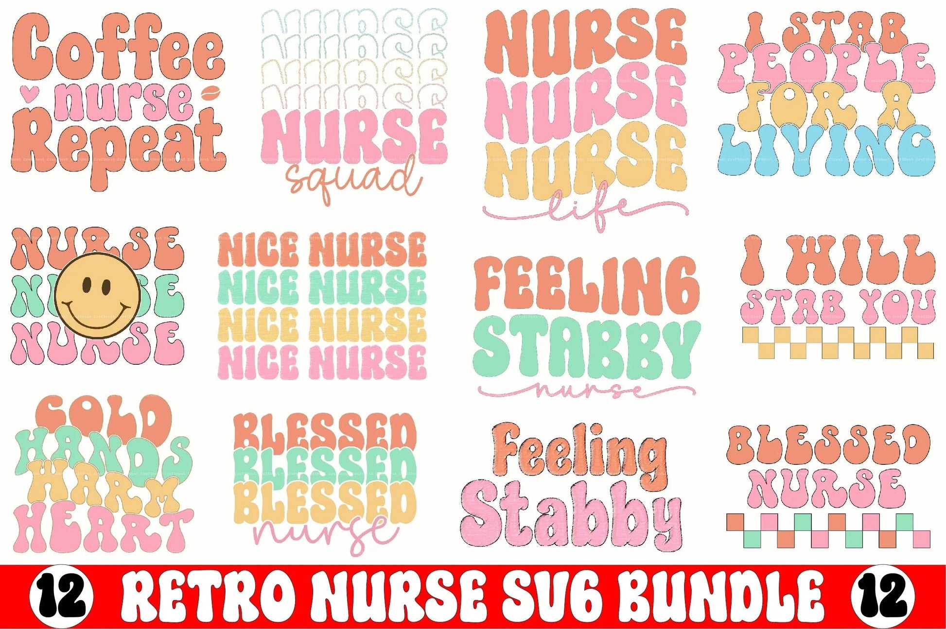 Retro Nurse SVG Bundle - CraftNest - Digital Crafting and Art