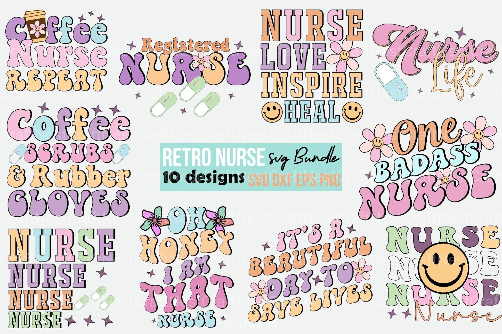 Retro Nurse Bundle - CraftNest - Digital Crafting and Art