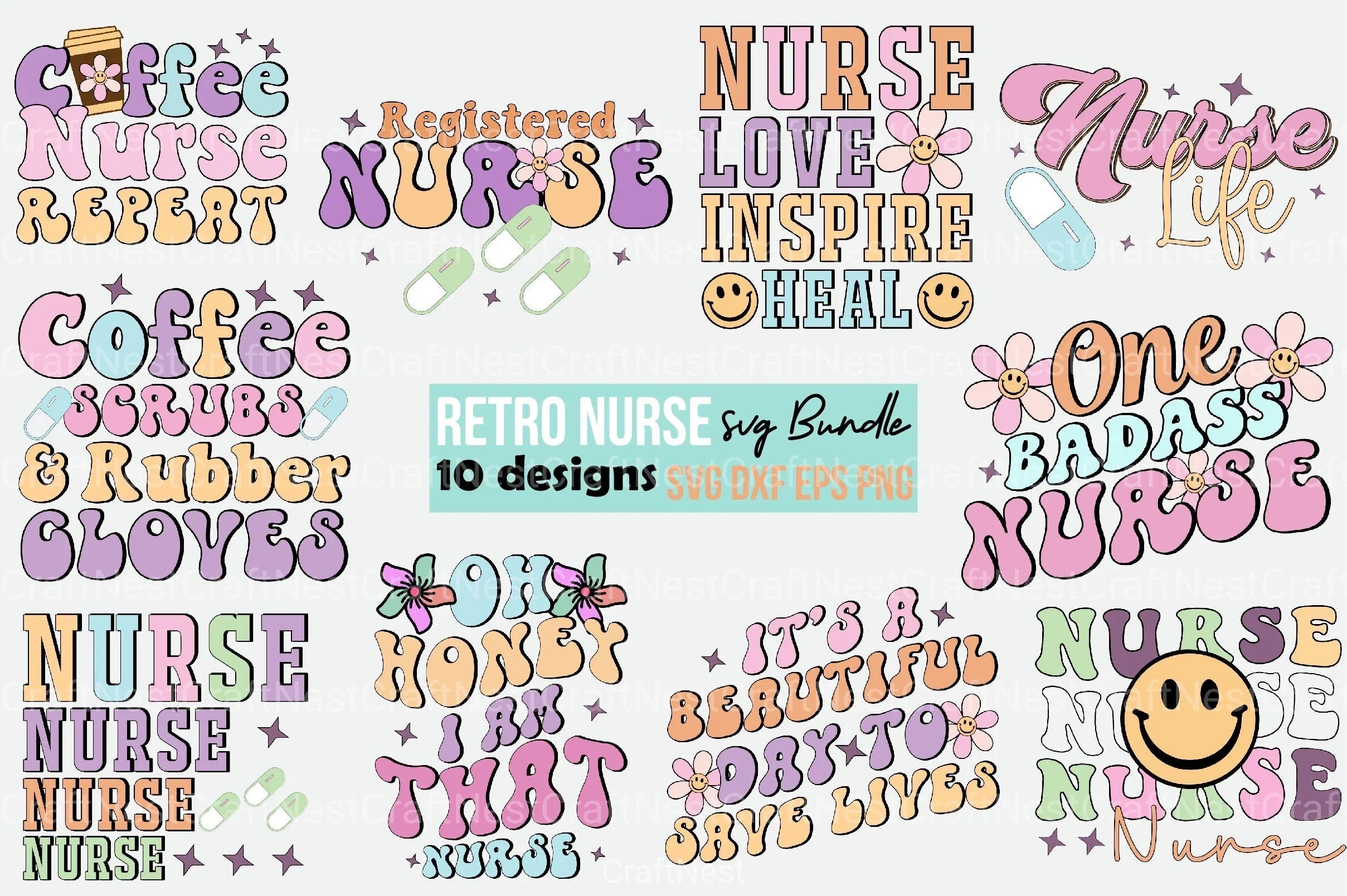 Retro Nurse Bundle - CraftNest - Digital Crafting and Art