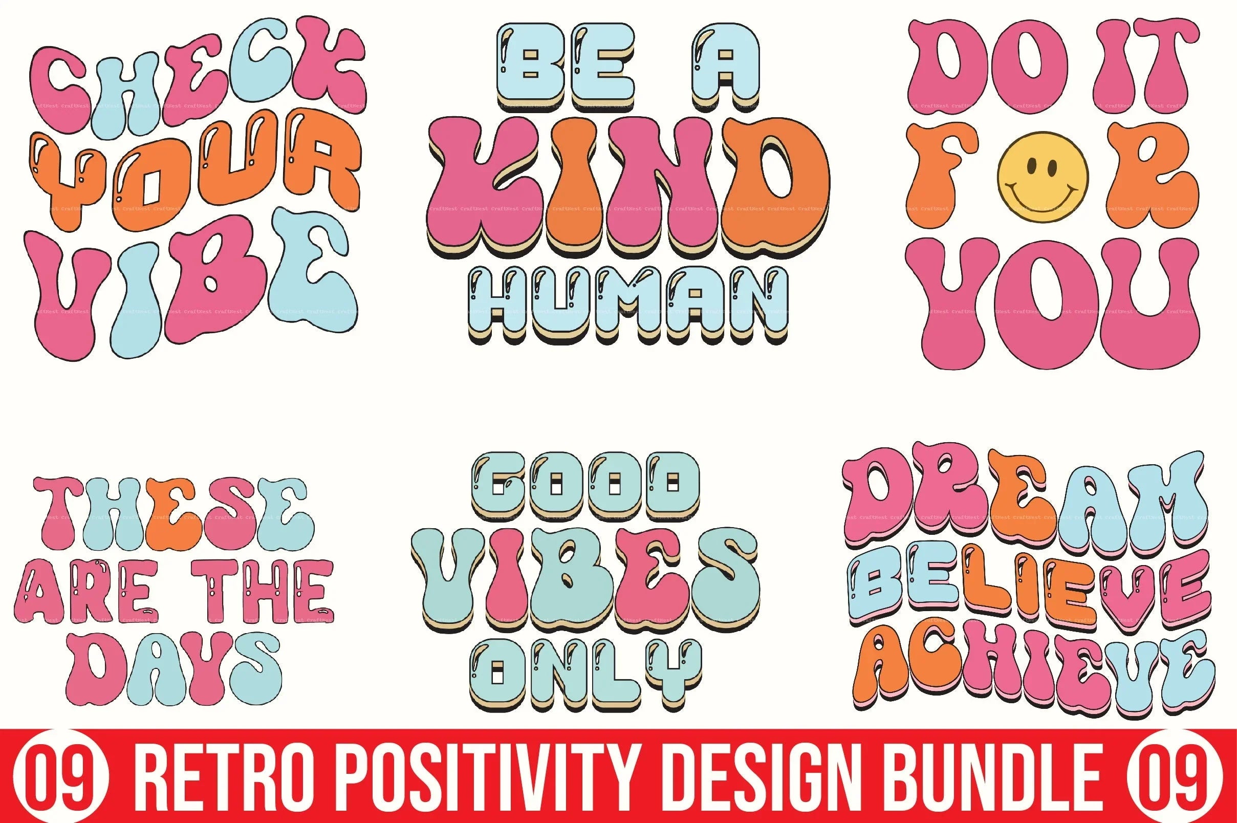 Retro Positivity Design SVG Bundle