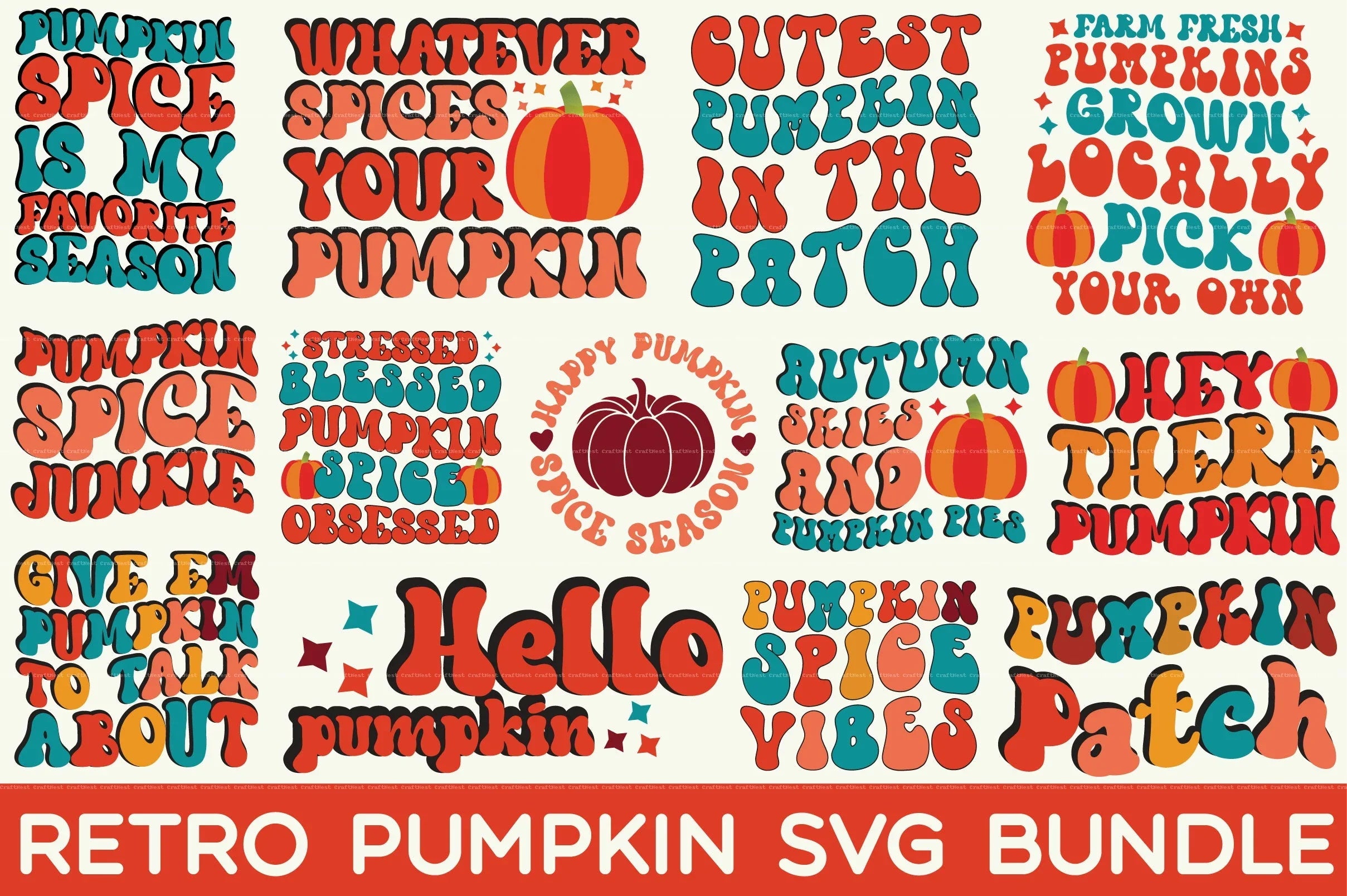Retro Pumpkin SVG Bundle