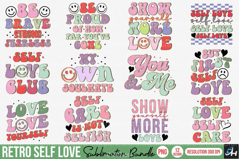Retro Self Love Clipart Bundle - CraftNest - Digital Crafting and Art