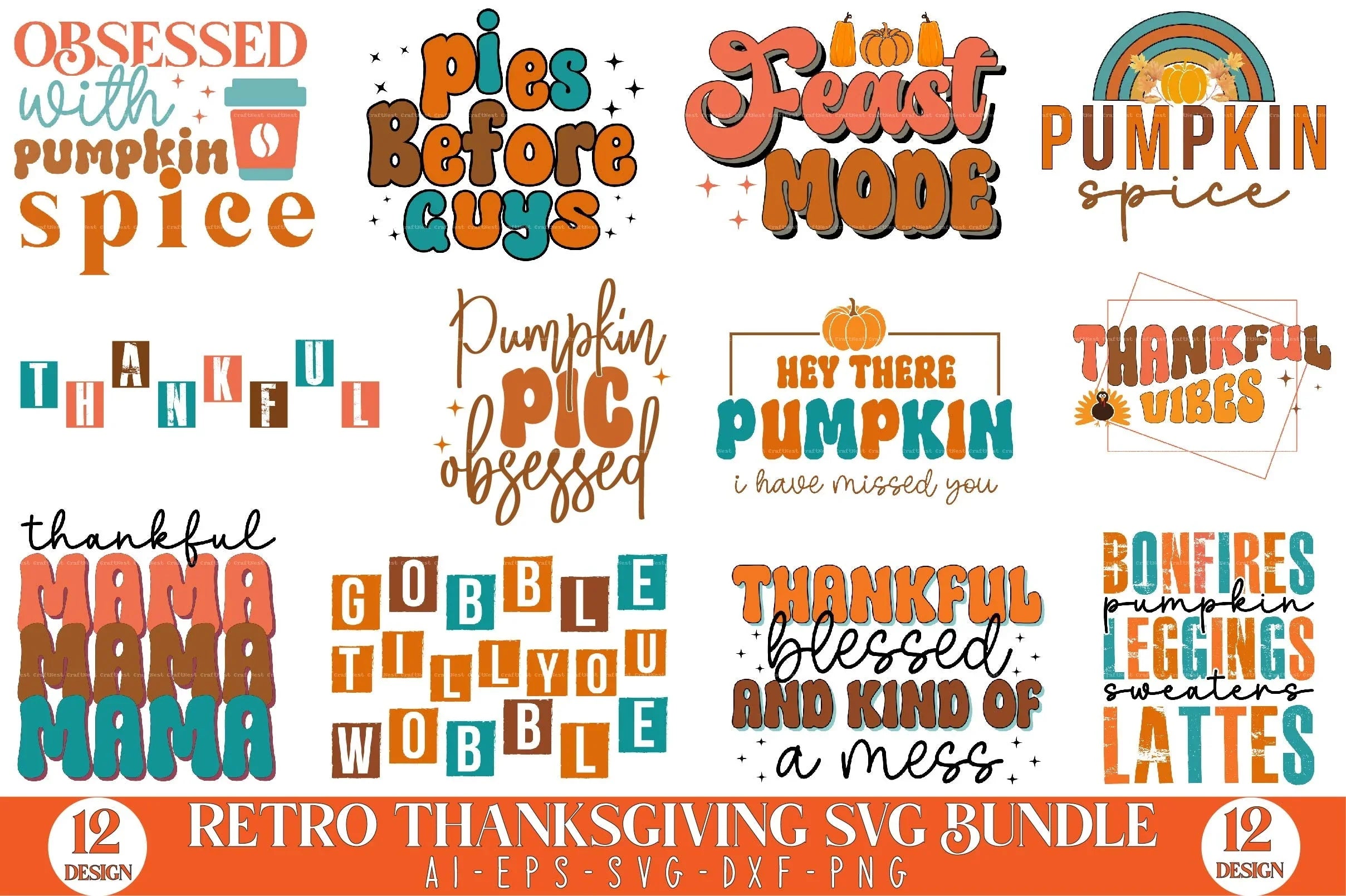 Retro Thanksgiving SVG Bundle