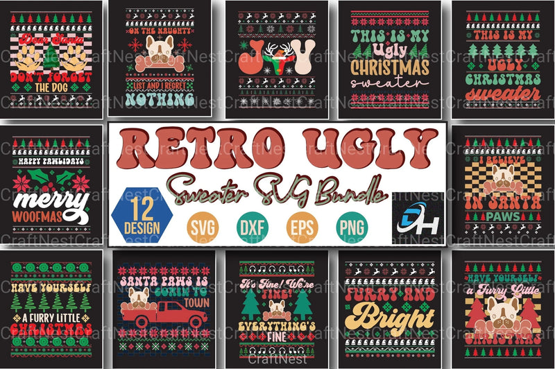 Retro Ugly Sweater Bundle - CraftNest - Digital Crafting and Art